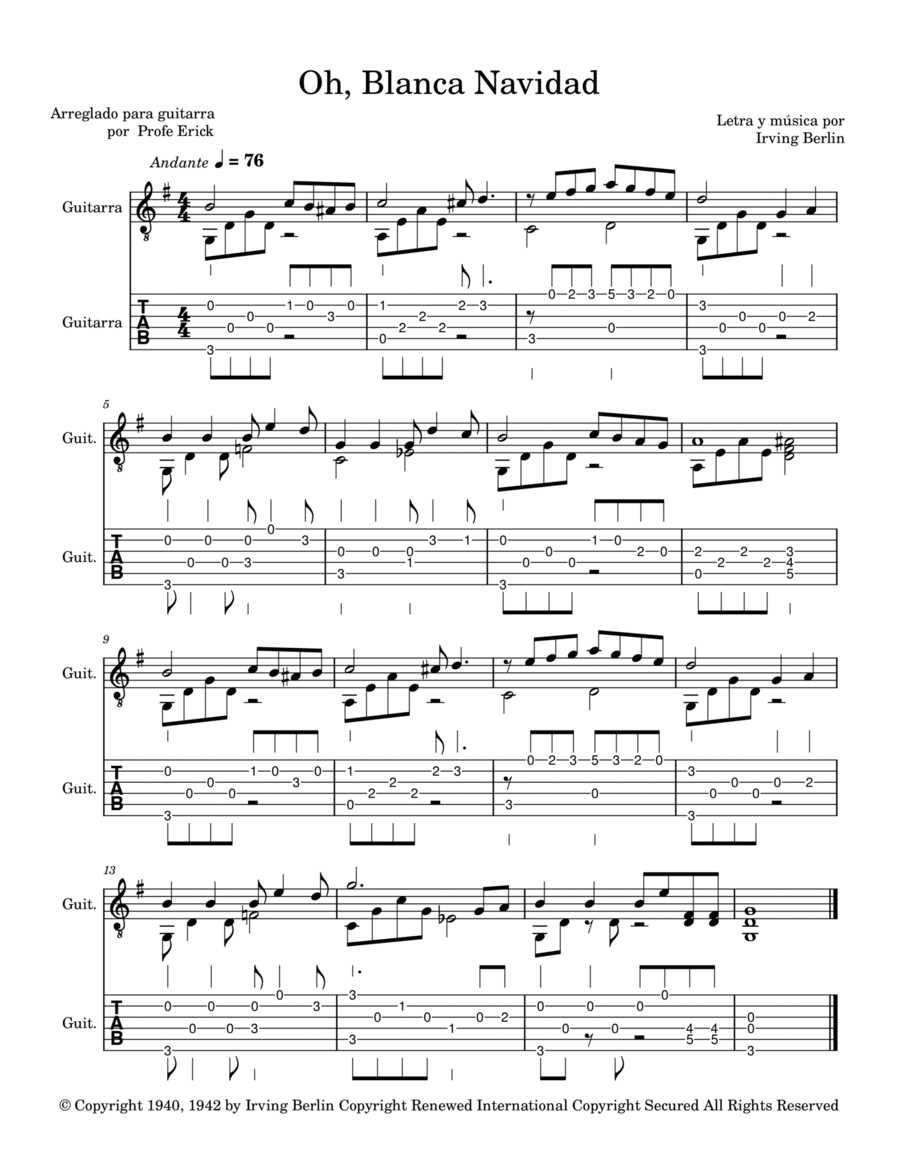 White Christmas White Christmas Guitar Solo scores gallery preview page 1