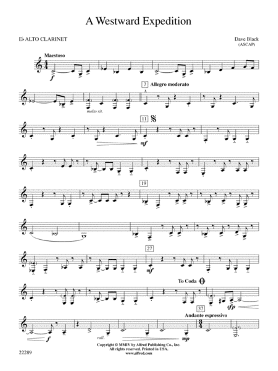 A Westward Expedition: E-flat Alto Clarinet Concert Band scores gallery preview page 1