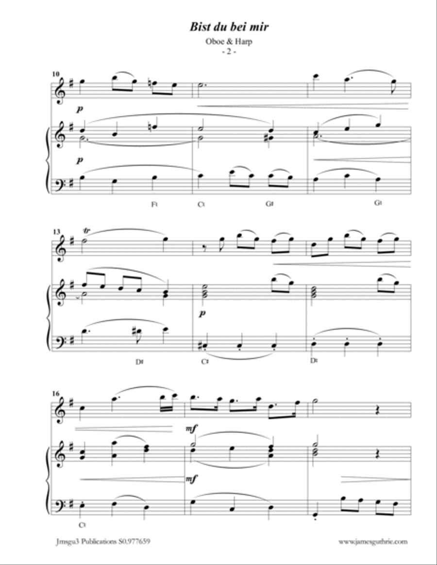 BACH: Bist du bei mir for Oboe & Harp Oboe scores gallery preview page 2