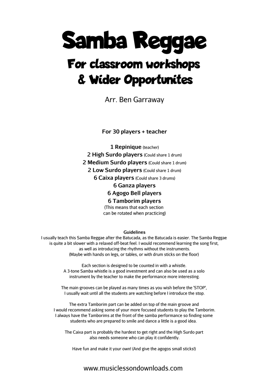 Samba Reggae - Classroom Workshop Unison Choir scores gallery preview page 1