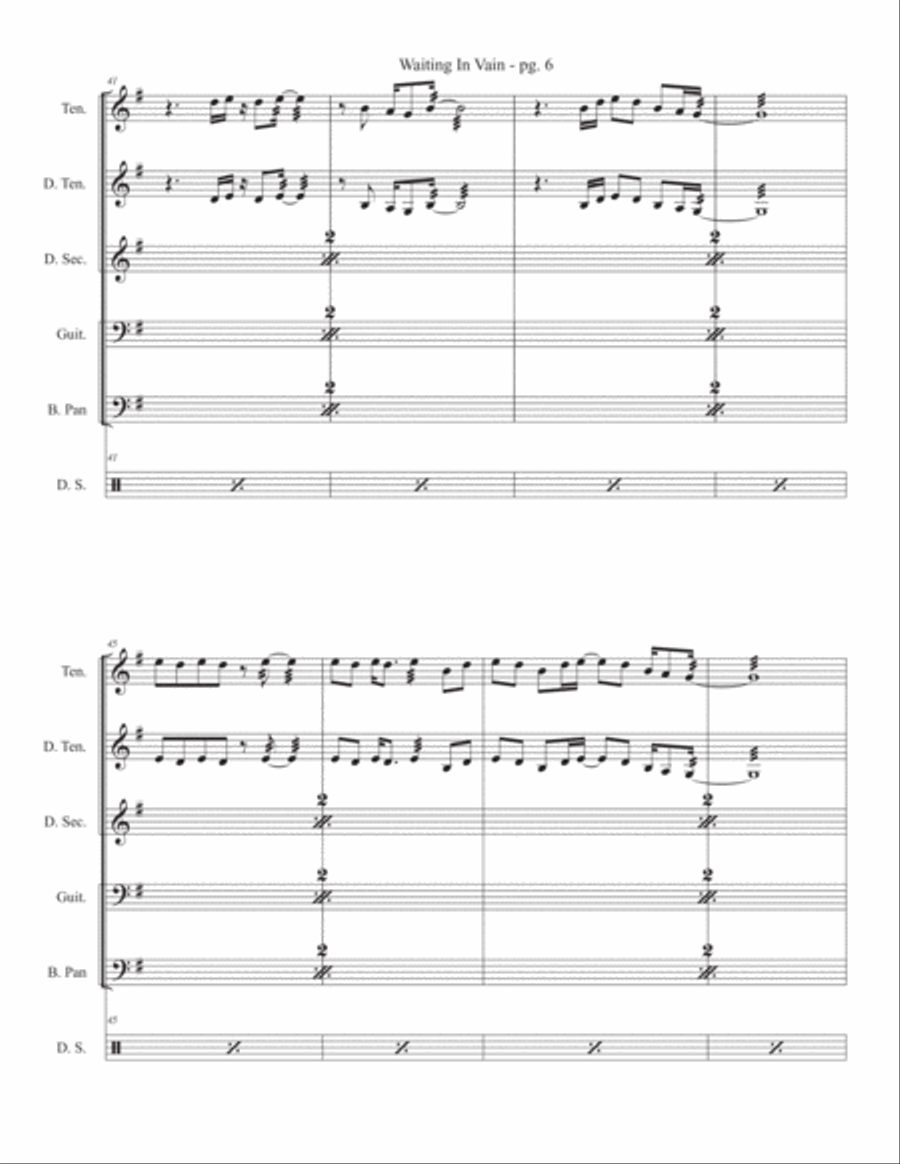 Waiting In Vain Percussion Ensemble scores gallery preview page 6