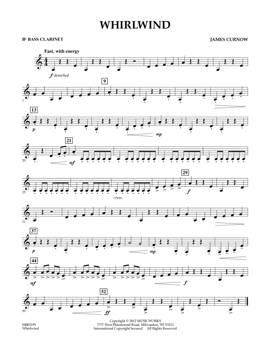 Whirlwind - Bb Bass Clarinet Concert Band scores gallery preview page 1