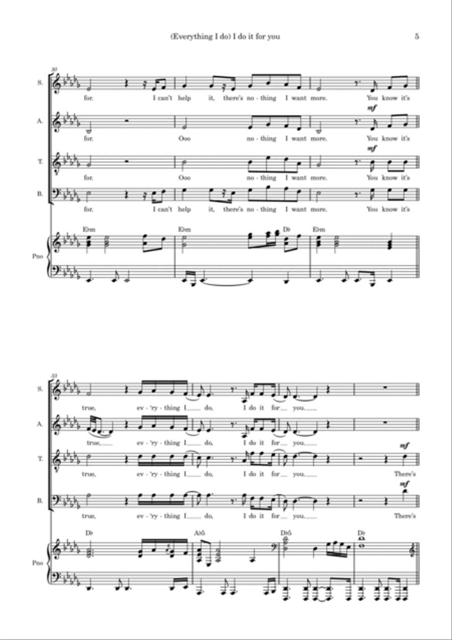 (everything I Do) I Do It For You 4-Part scores gallery preview page 5