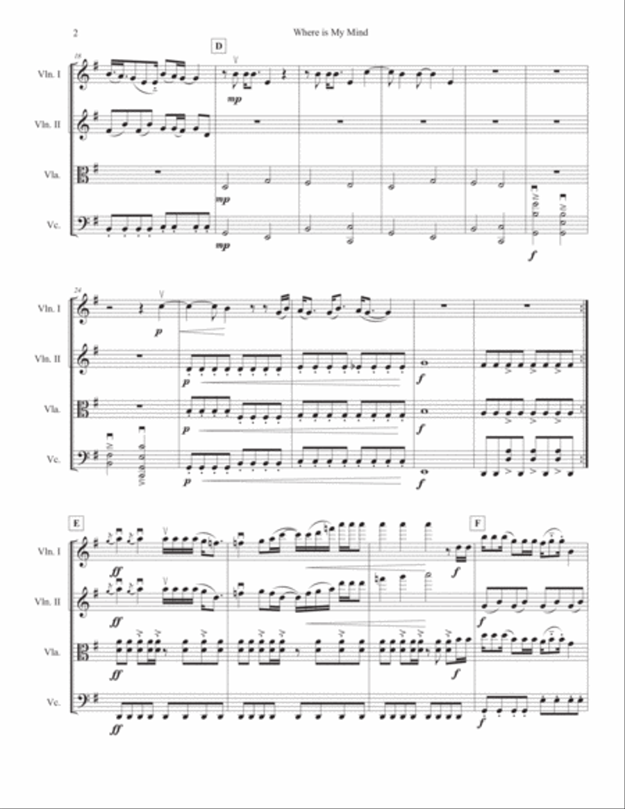 Where Is My Mind? Where Is My Mind? String Quartet scores gallery preview page 2
