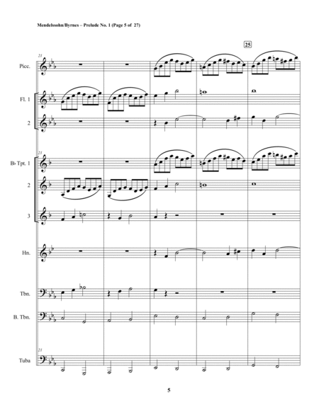 Mendelssohn - Prelude in C Minor, Op. 37 (Brass Septet + Piccolo & 2 Flutes) image number null