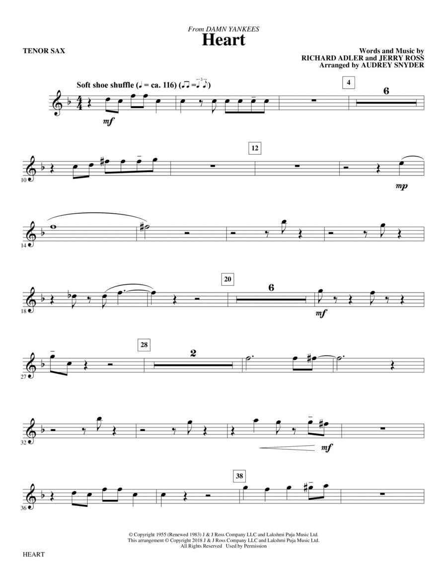 Heart - Bb Tenor Saxophone Choir scores gallery preview page 1