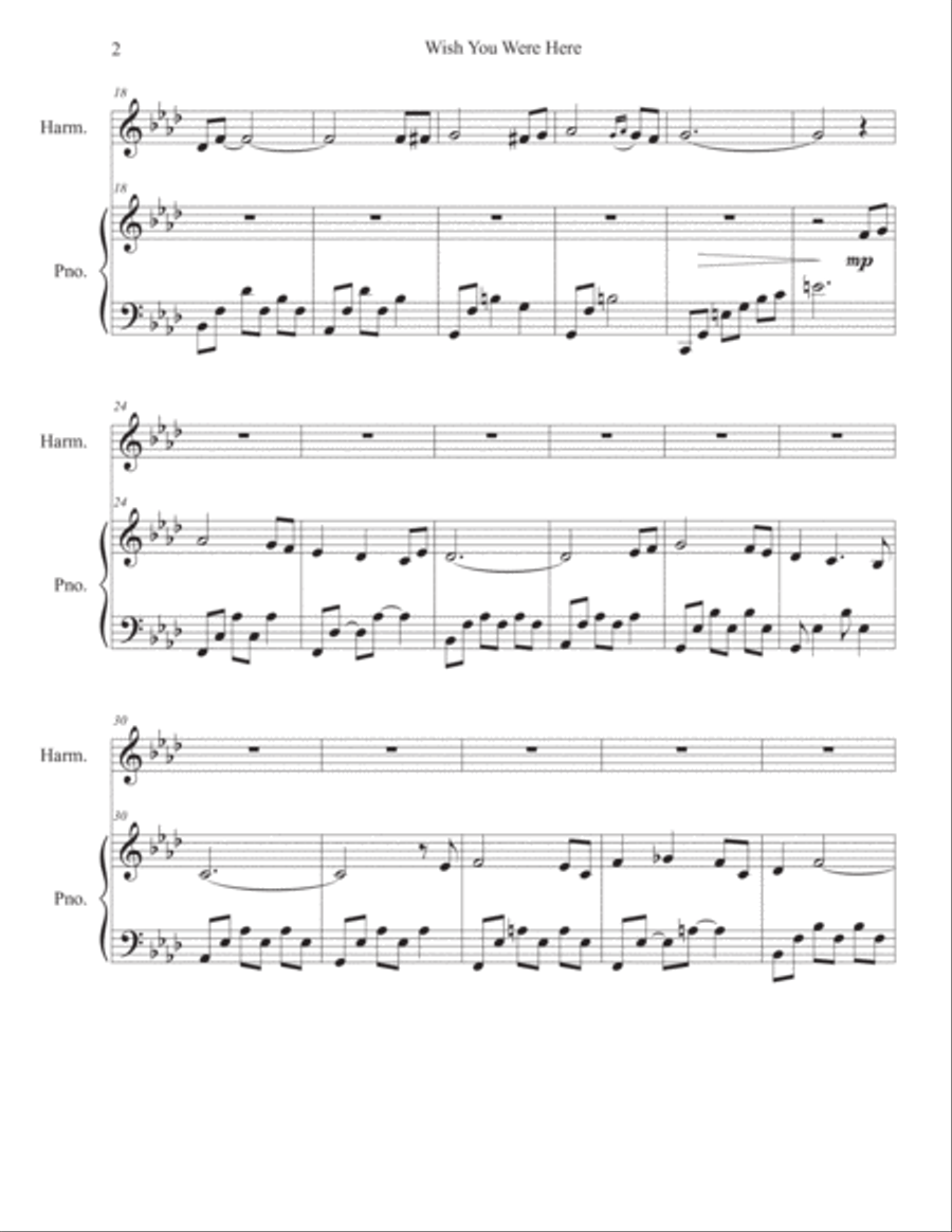 Wish You Were Here Piano, Vocal, Guitar scores gallery preview page 2
