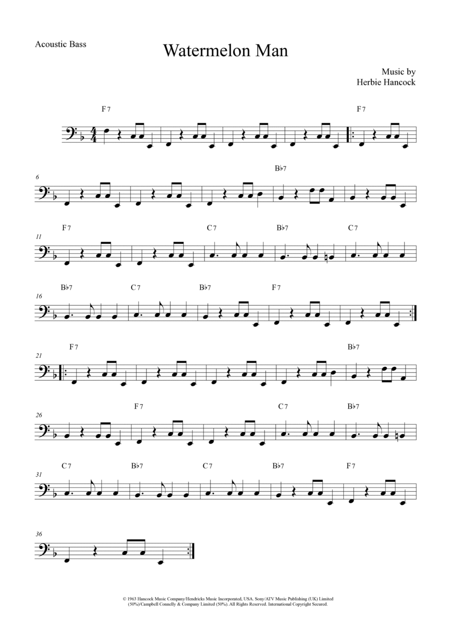 Watermelon Man Watermelon Man Double Bass scores gallery preview page 1