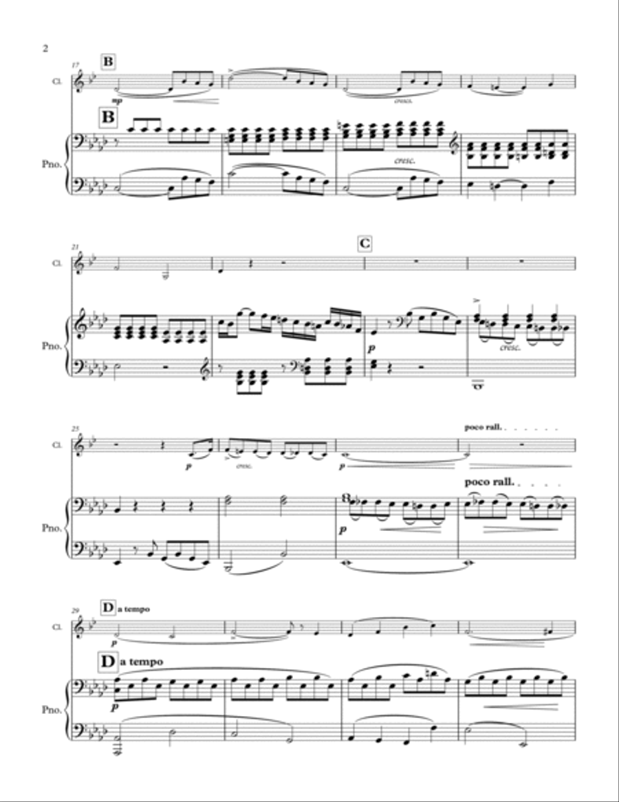 Theme from Sonata Pathetique Clarinet Solo scores gallery preview page 2