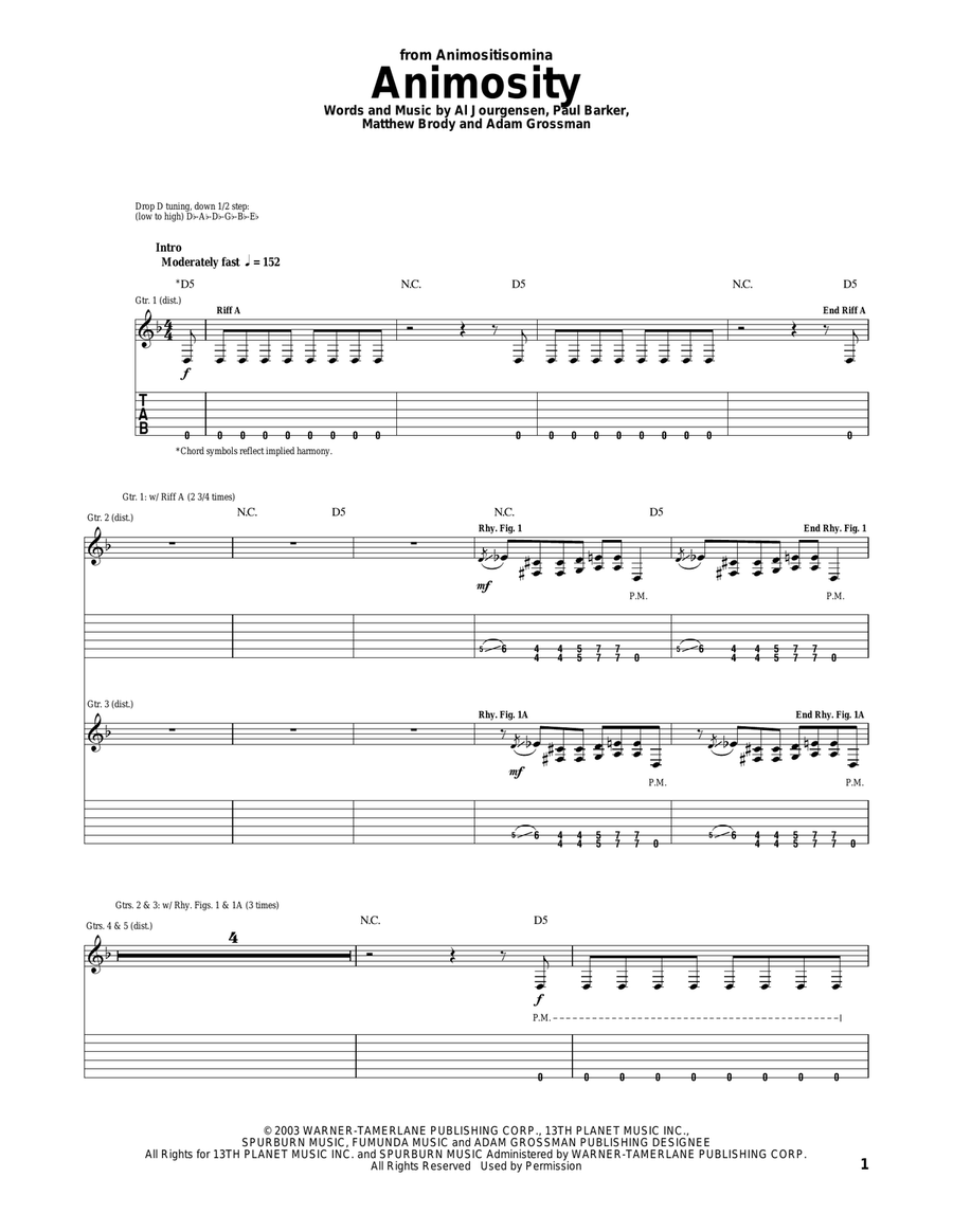 Animosity Animosity Acoustic Guitar scores gallery preview page 1