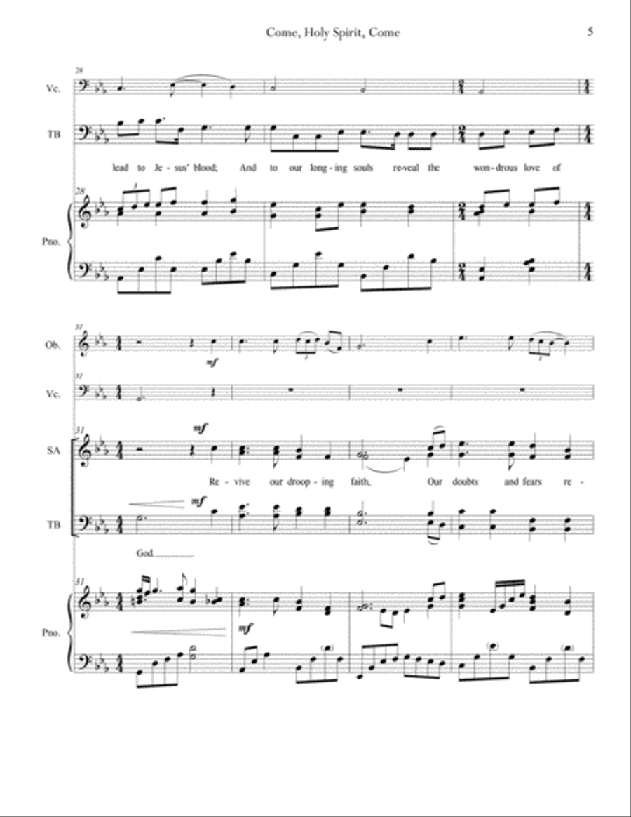 Come Holy Spirit, Come 4-Part scores gallery preview page 5