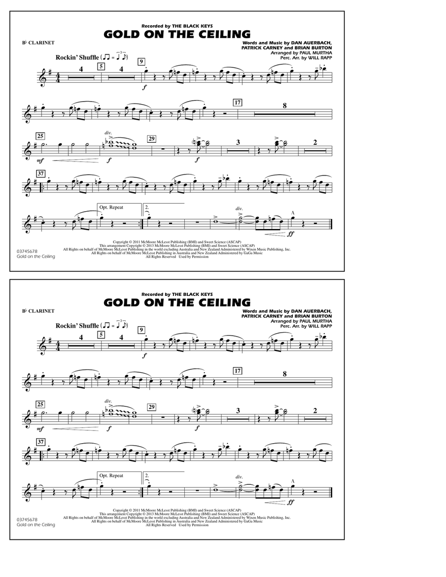 Gold On The Ceiling - Bb Clarinet Marching Band scores gallery preview page 1