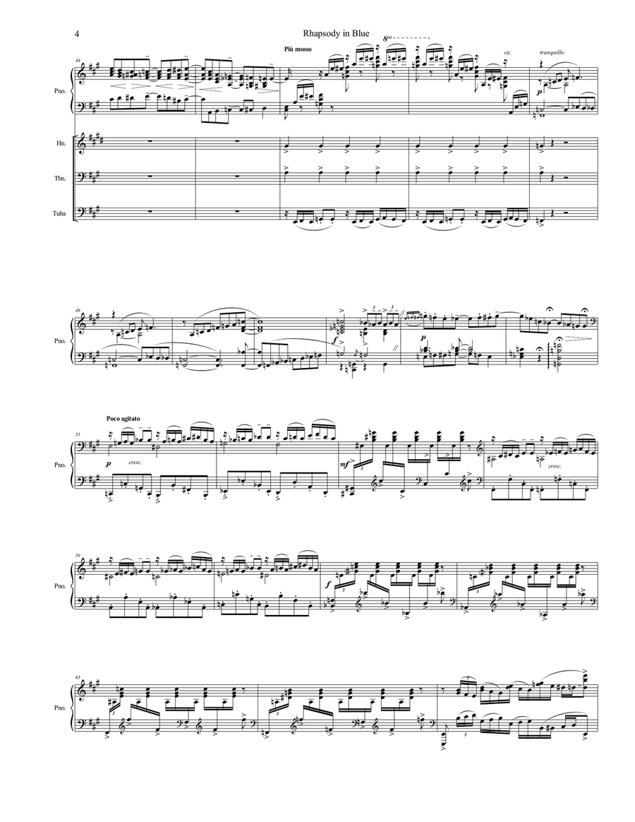 Rhapsody in Blue - Brass Quintet and Piano Brass Quintet scores gallery preview page 5