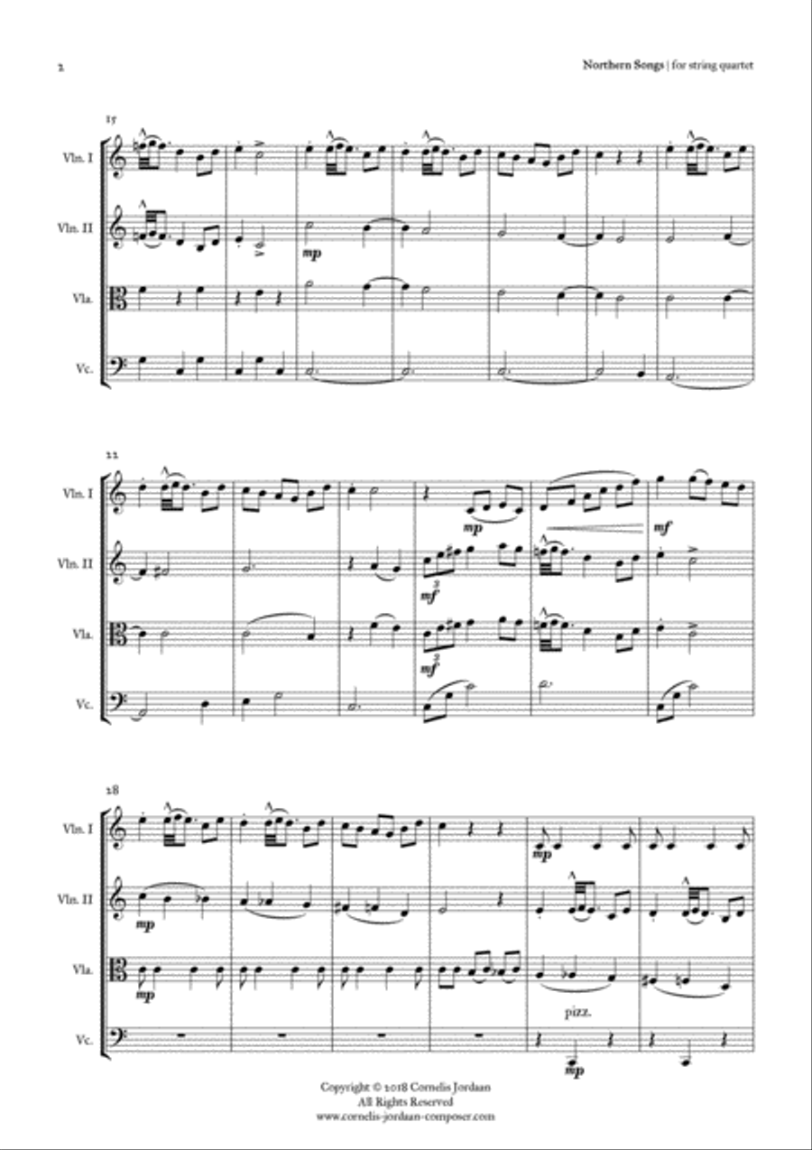 GRIEG : 4 Northern Songs, for string quartet String Quartet scores gallery preview page 2