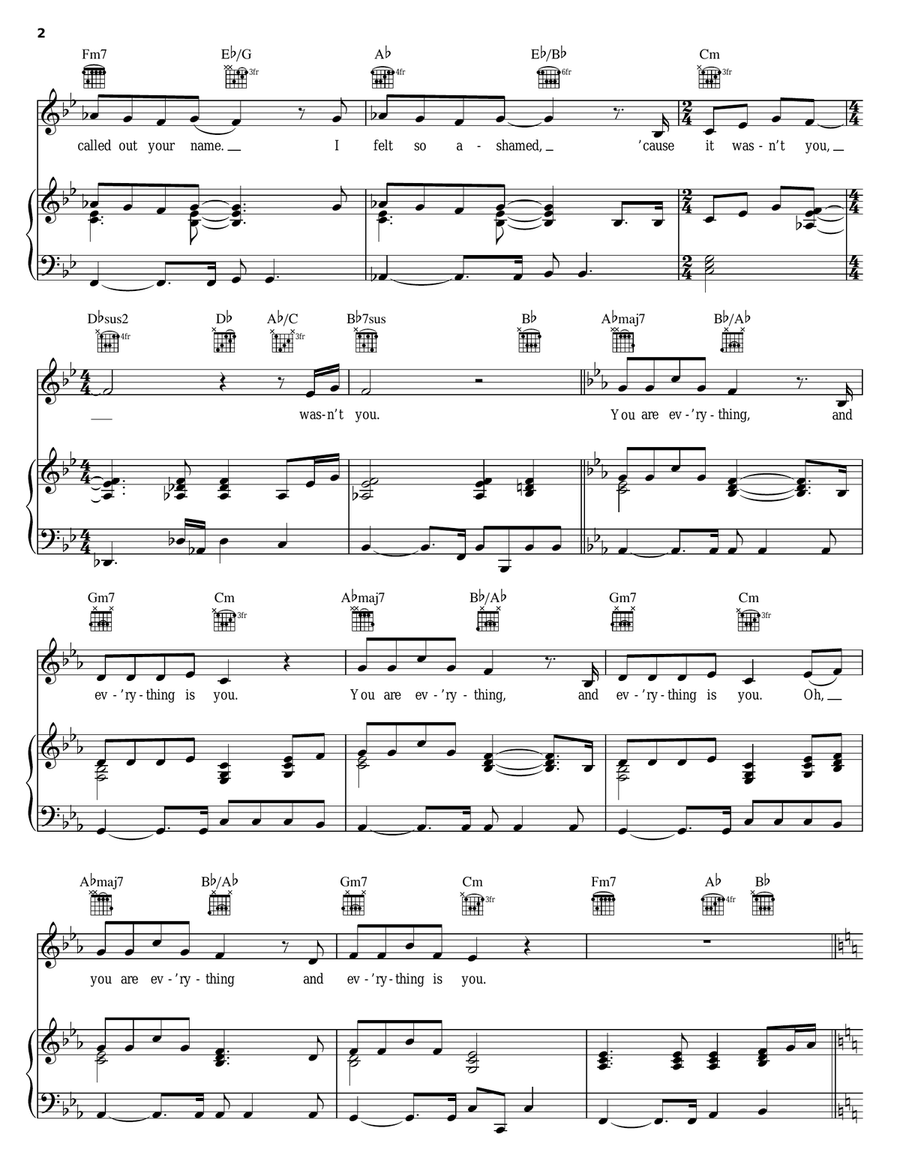 You Are Everything Piano, Vocal, Guitar scores gallery preview page 2