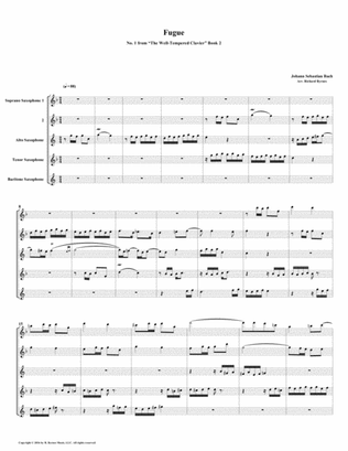 Fugue 01 from Well-Tempered Clavier, Book 2 (Saxophone Quintet)