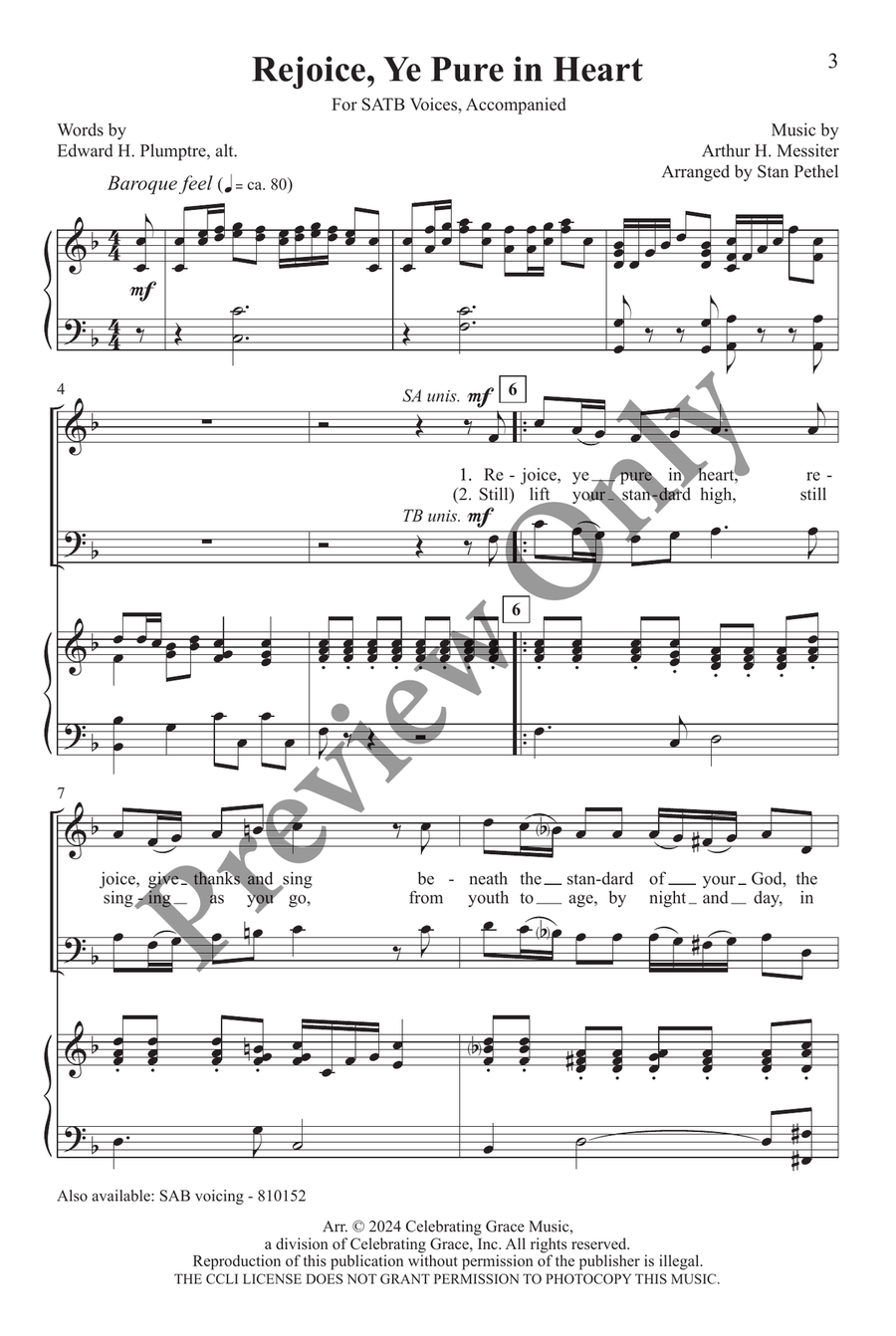 Rejoice, Ye Pure in Heart SATB 4-Part scores gallery preview page 2
