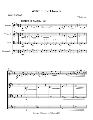 WALTZ OF THE FLOWERS from The Nutcracker, String Quartet, Early Intermediate Level for 2 violins, v