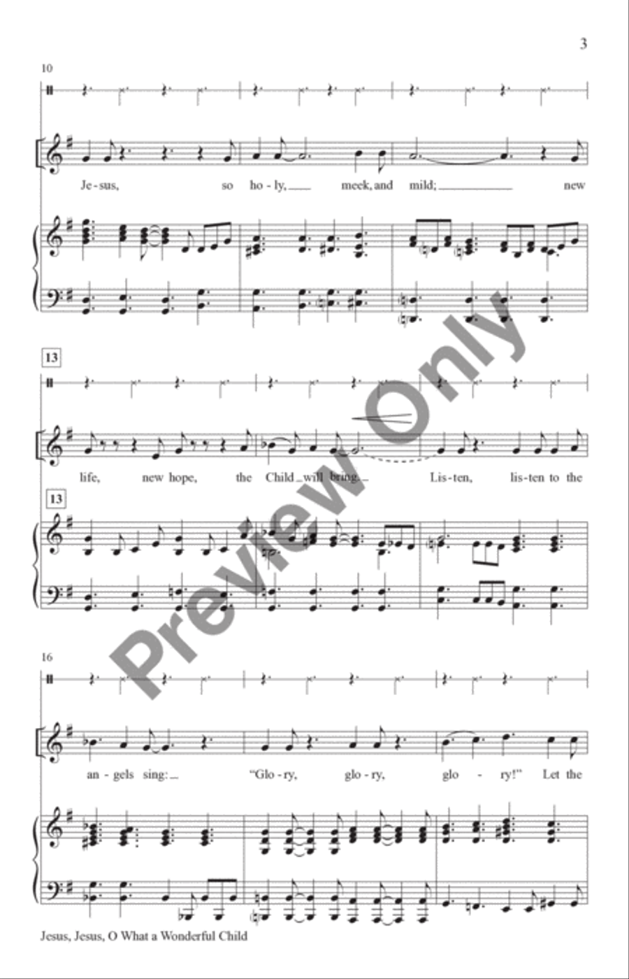 Jesus, Jesus, O What a Wonderful Child Unison Choir scores gallery preview page 3