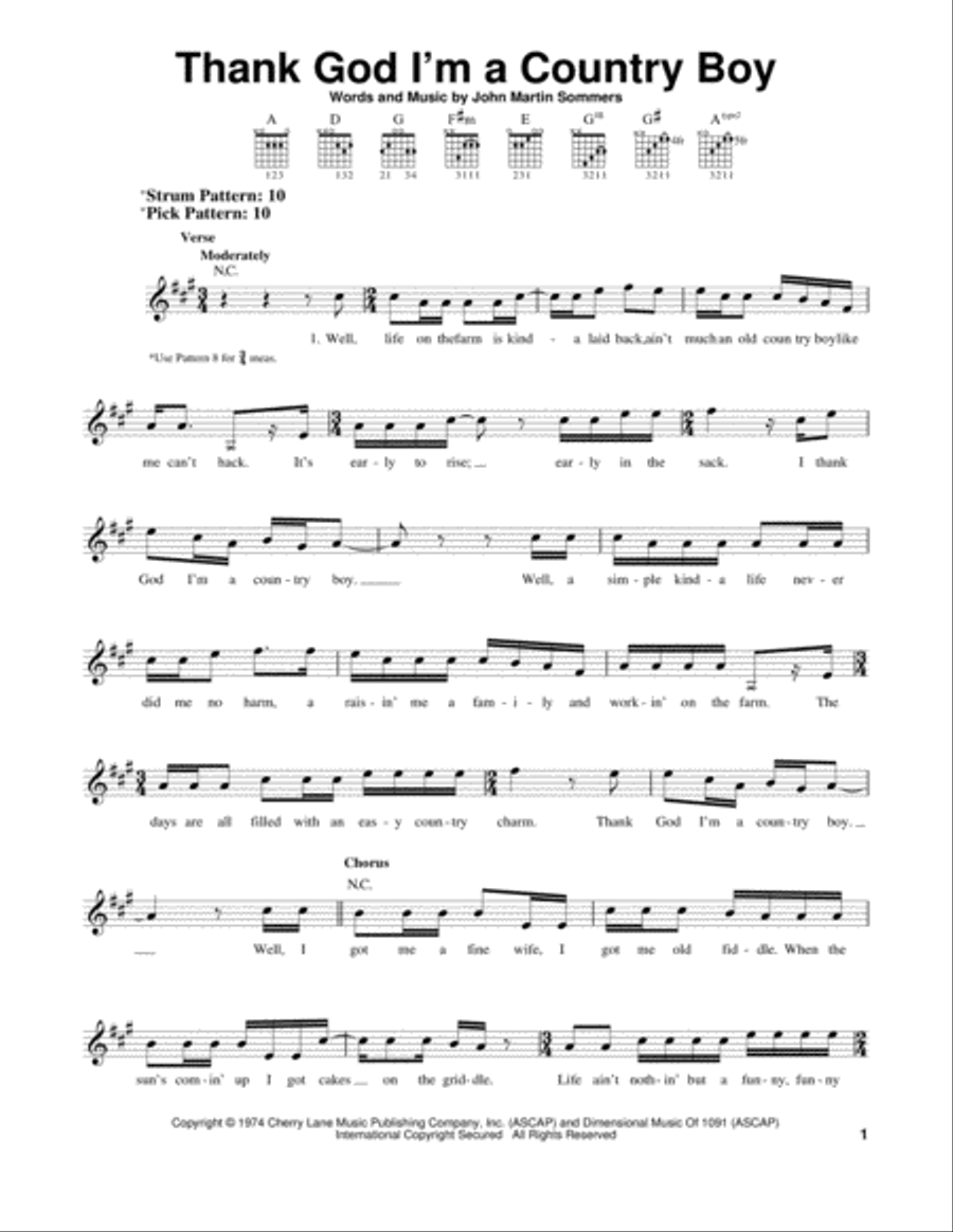 Thank God I'm A Country Boy Acoustic Guitar scores gallery preview page 1