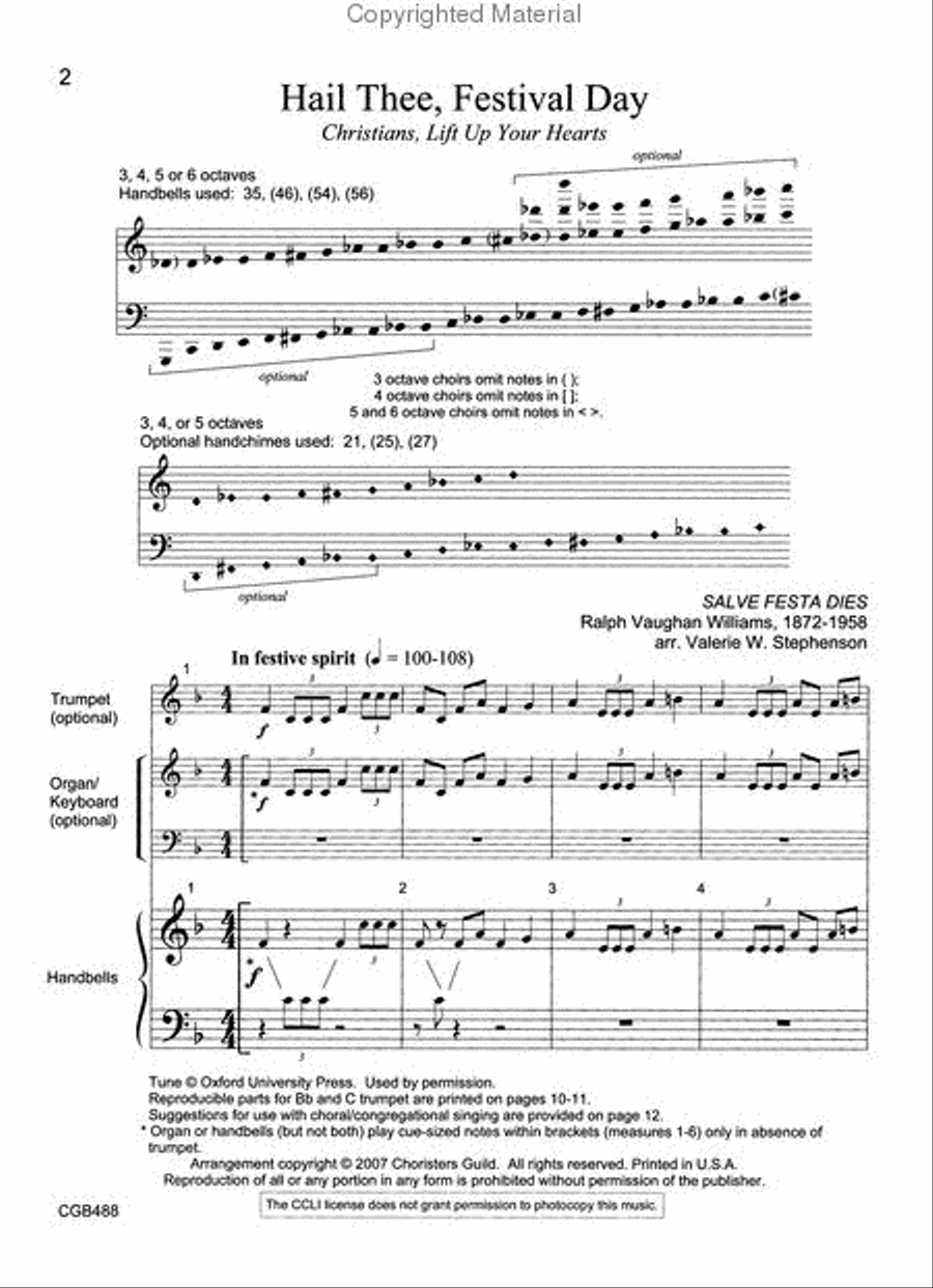 Hail Thee, Festival Day (Christians, Lift Up Your Hearts) Handbell Choir scores gallery preview page 2