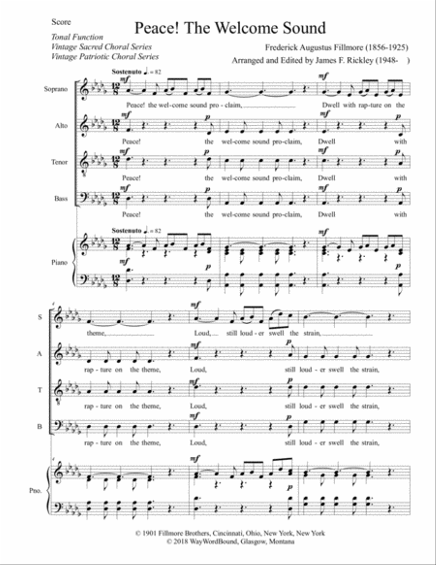 Peace! The Welcome Sound Peace! The Welcome Sound 4-Part scores gallery preview page 1