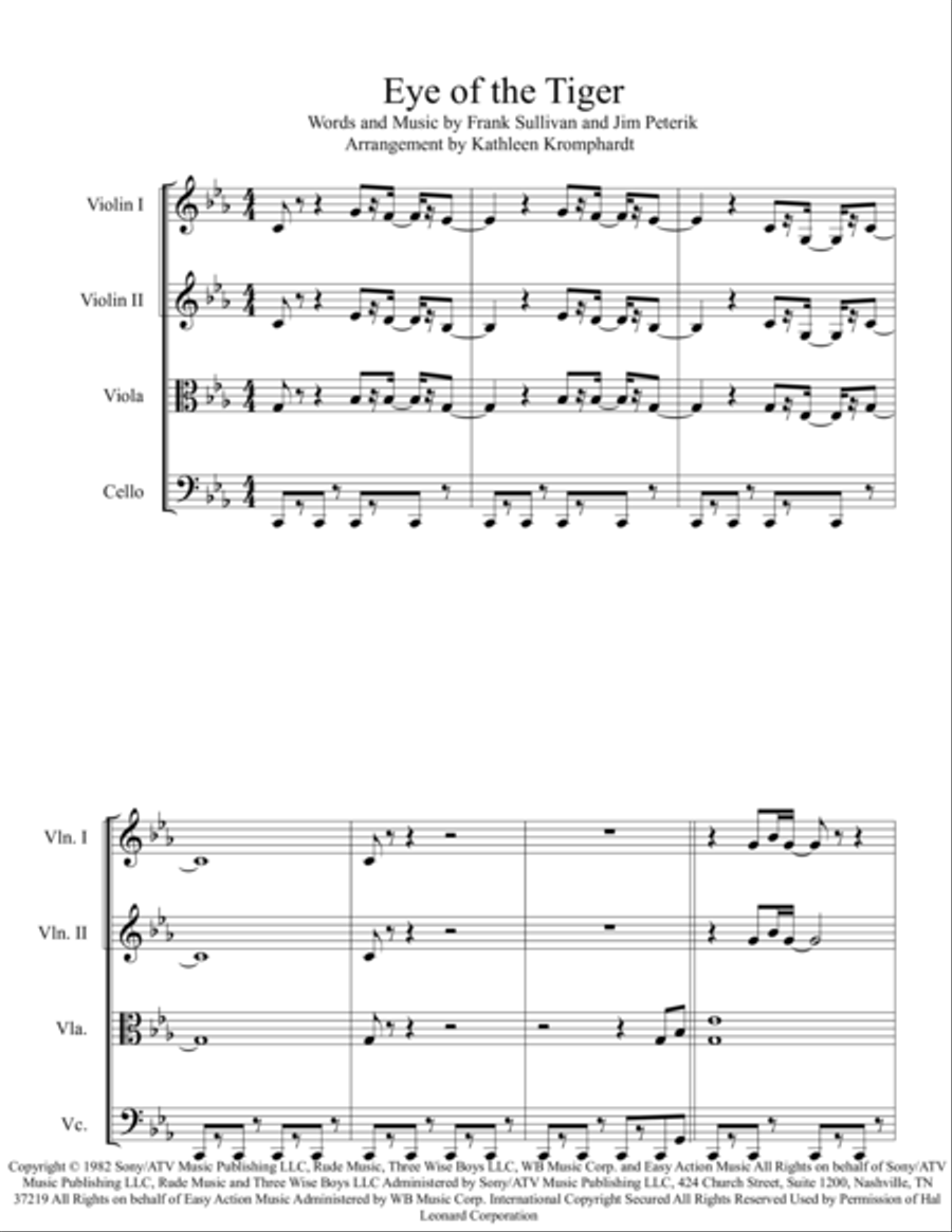 Eye Of The Tiger Eye Of The Tiger String Quartet scores gallery preview page 1