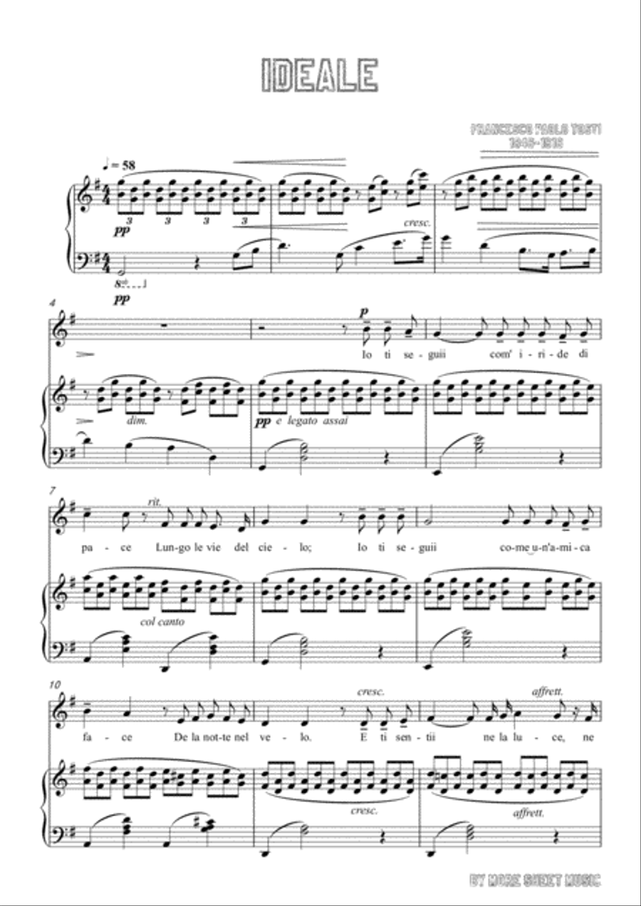 Tosti-Ideale in G Major,for Voice and Piano Voice Solo scores gallery preview page 3