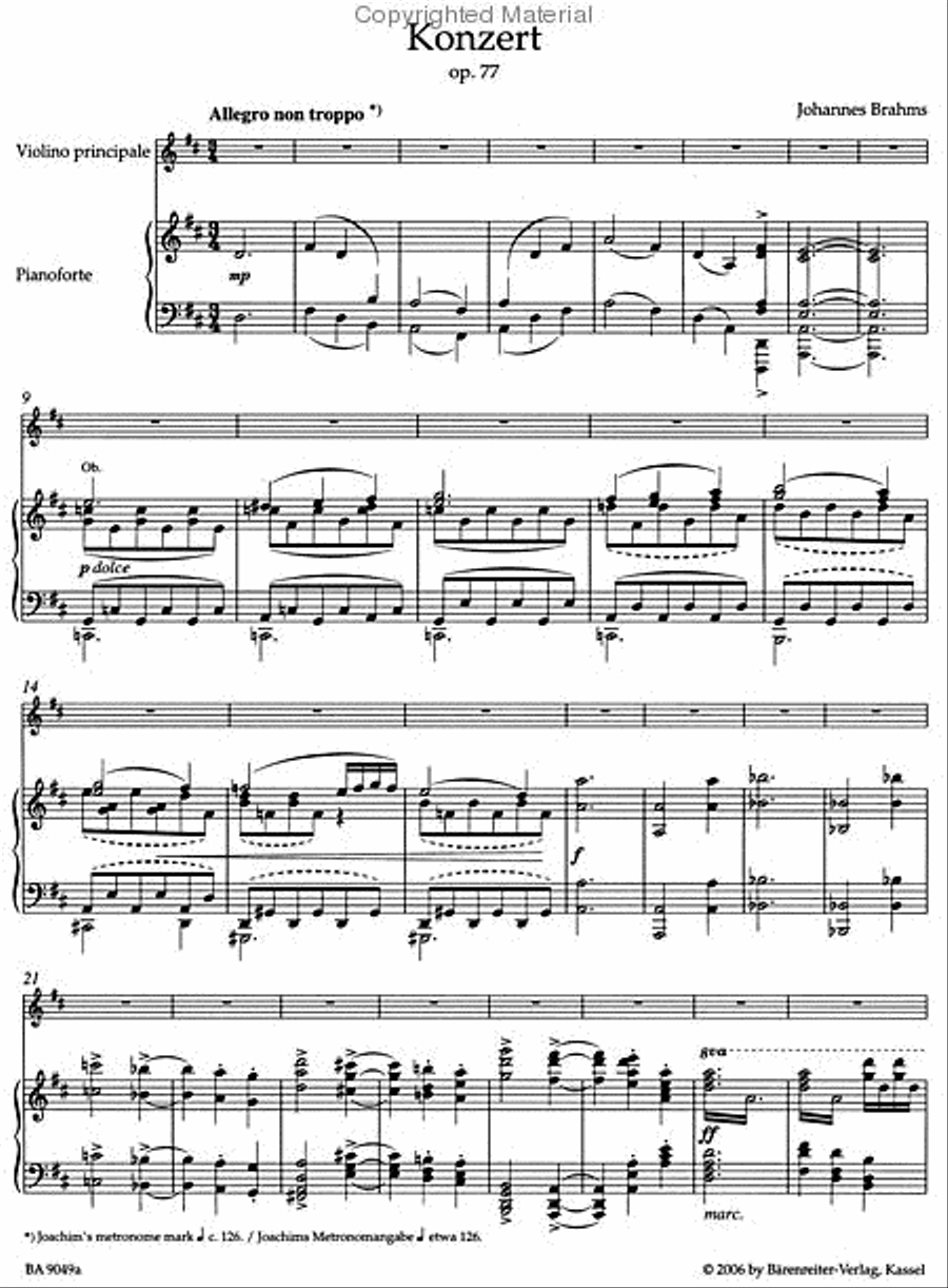 Concerto for Violin and Orchestra in D major, op. 77 Violin Solo scores gallery preview page 3