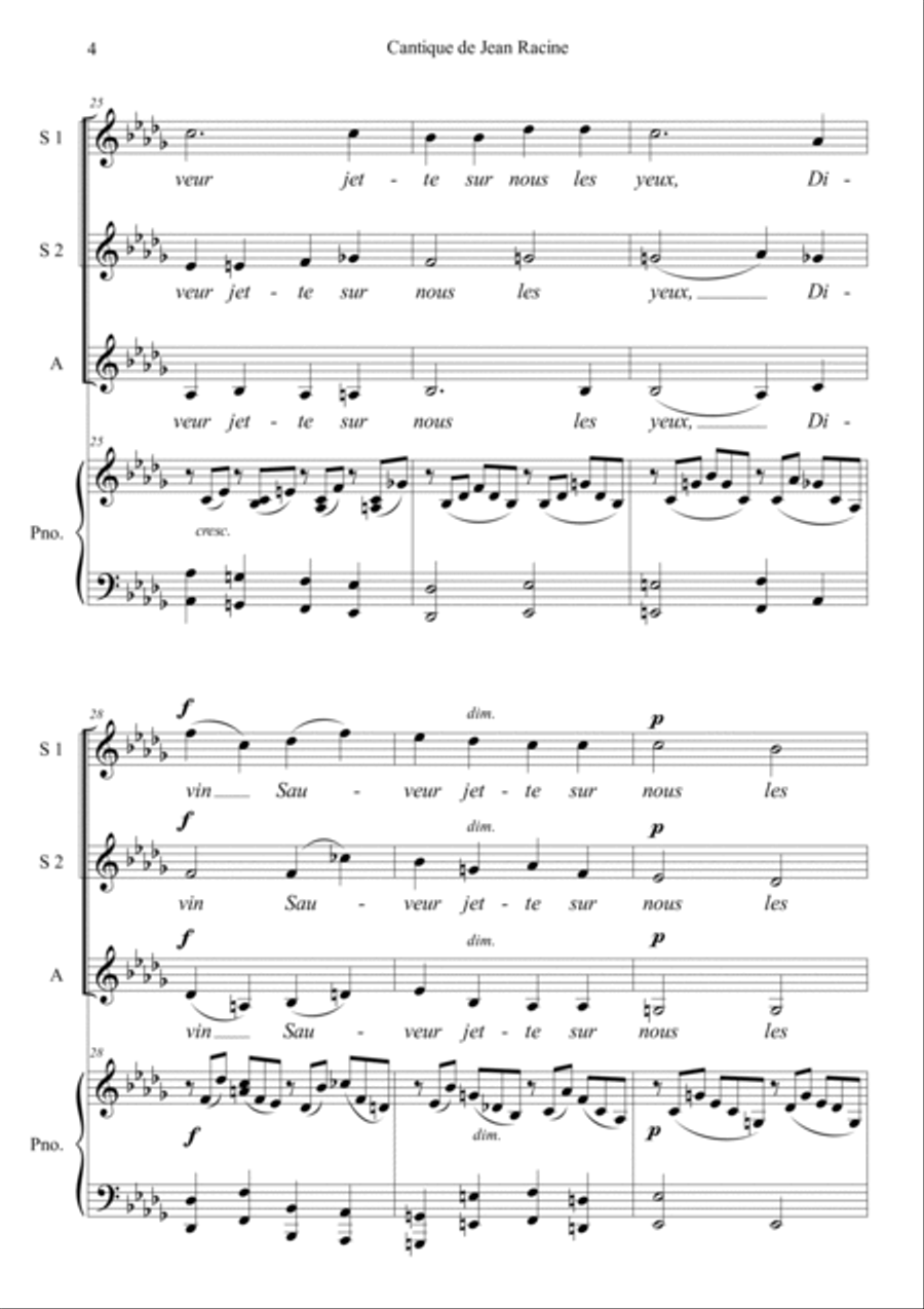 Cantique de Jean Racine SSA scores gallery preview page 4