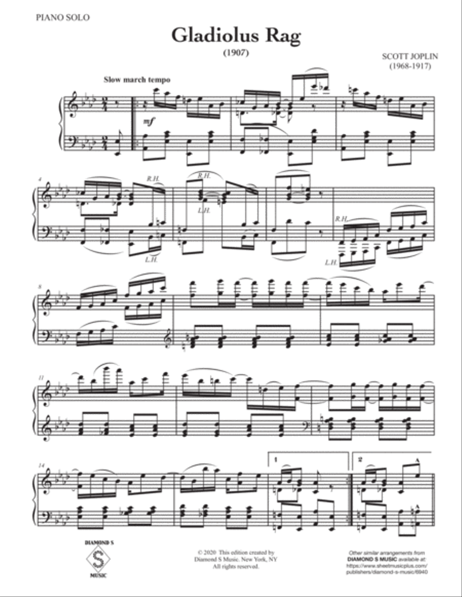 Gladiolus Rag (A Ragtime Two-Step) - Scott Joplin - Piano Solo Piano Solo scores gallery preview page 4