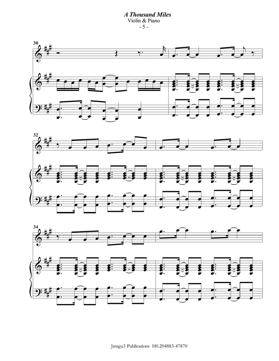 A Thousand Miles Violin Solo scores gallery preview page 5