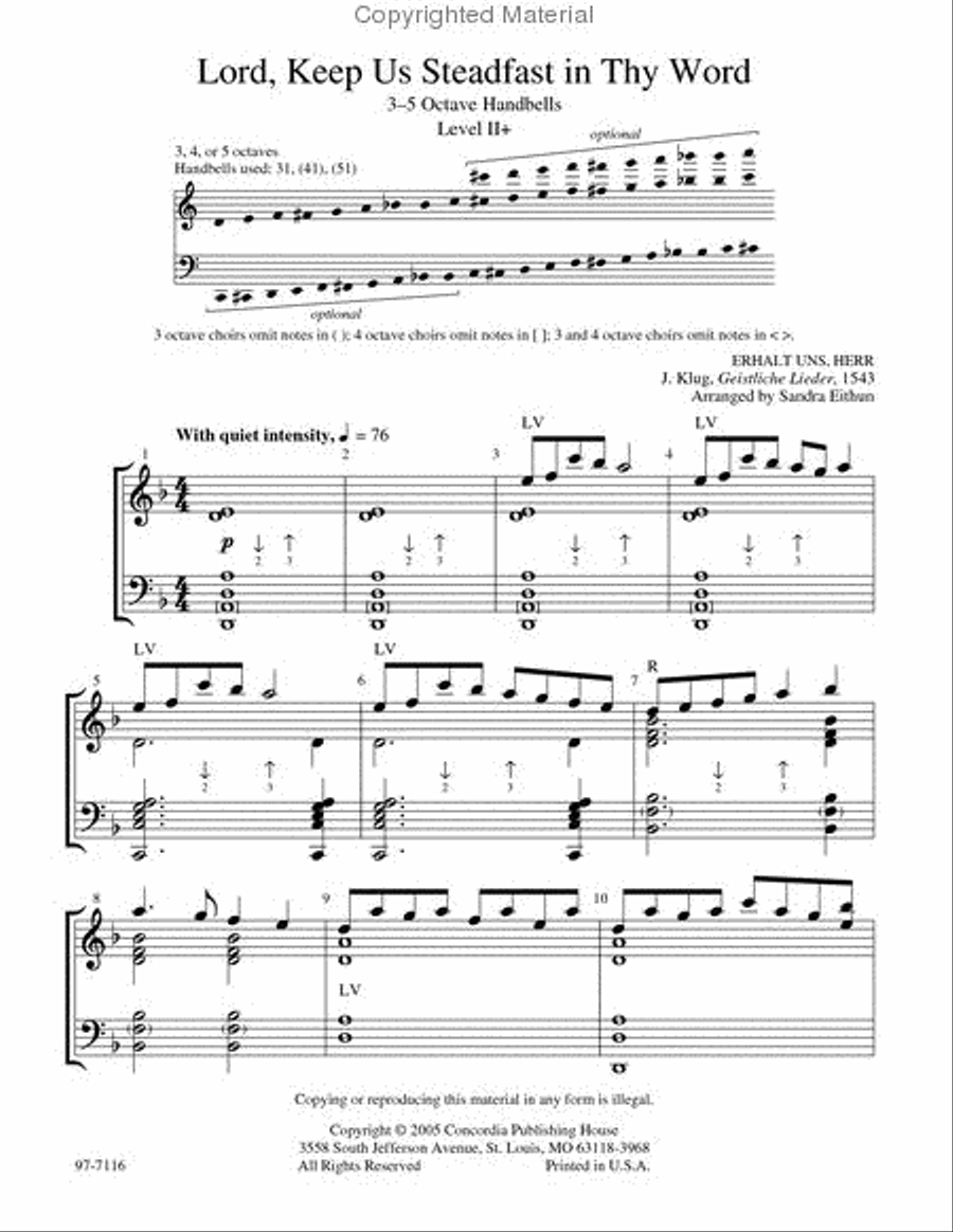Lord, Keep Us Steadfast in Thy Word (Eithun) Handbell Choir scores gallery preview page 2
