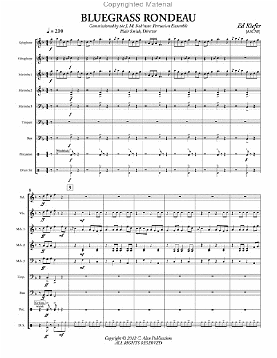 Bluegrass Rondeau (score & parts) Percussion Ensemble scores gallery preview page 2