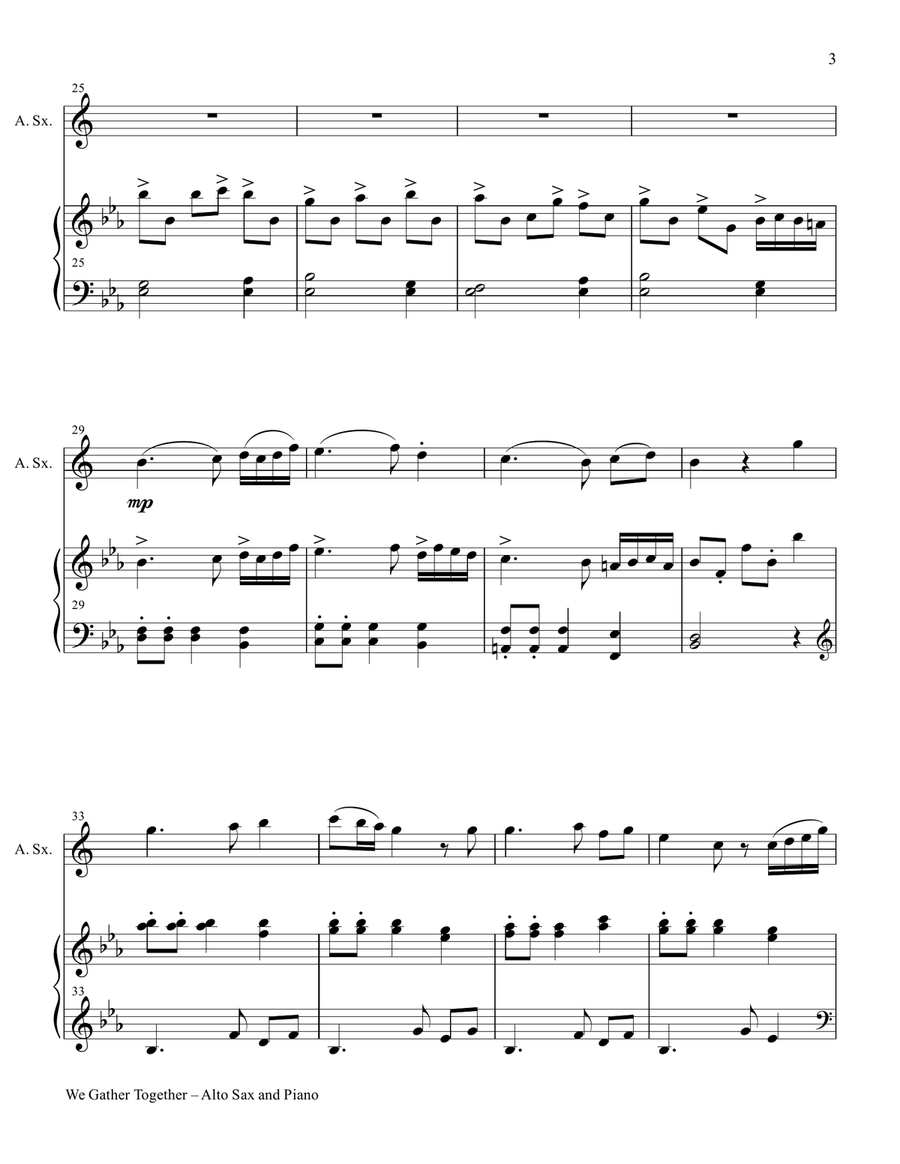WE GATHER TOGETHER (Duet – Alto Sax and Piano/Score and Parts) Woodwind Duet scores gallery preview page 4