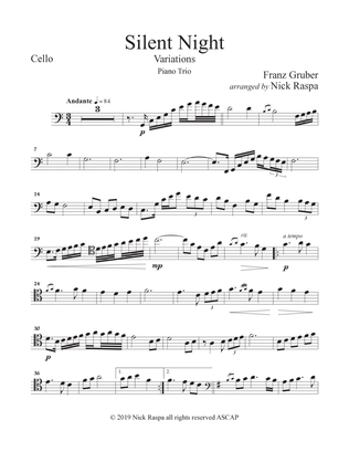 Book cover for Silent Night - Variations (Piano Trio) Cello part