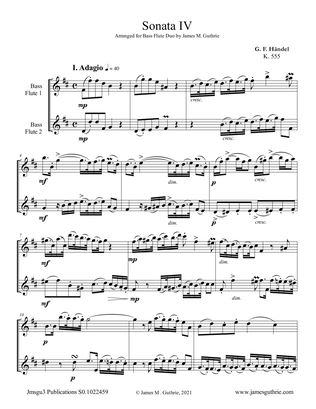 Book cover for Handel: Sonata No. 4 for Bass Flute Duo