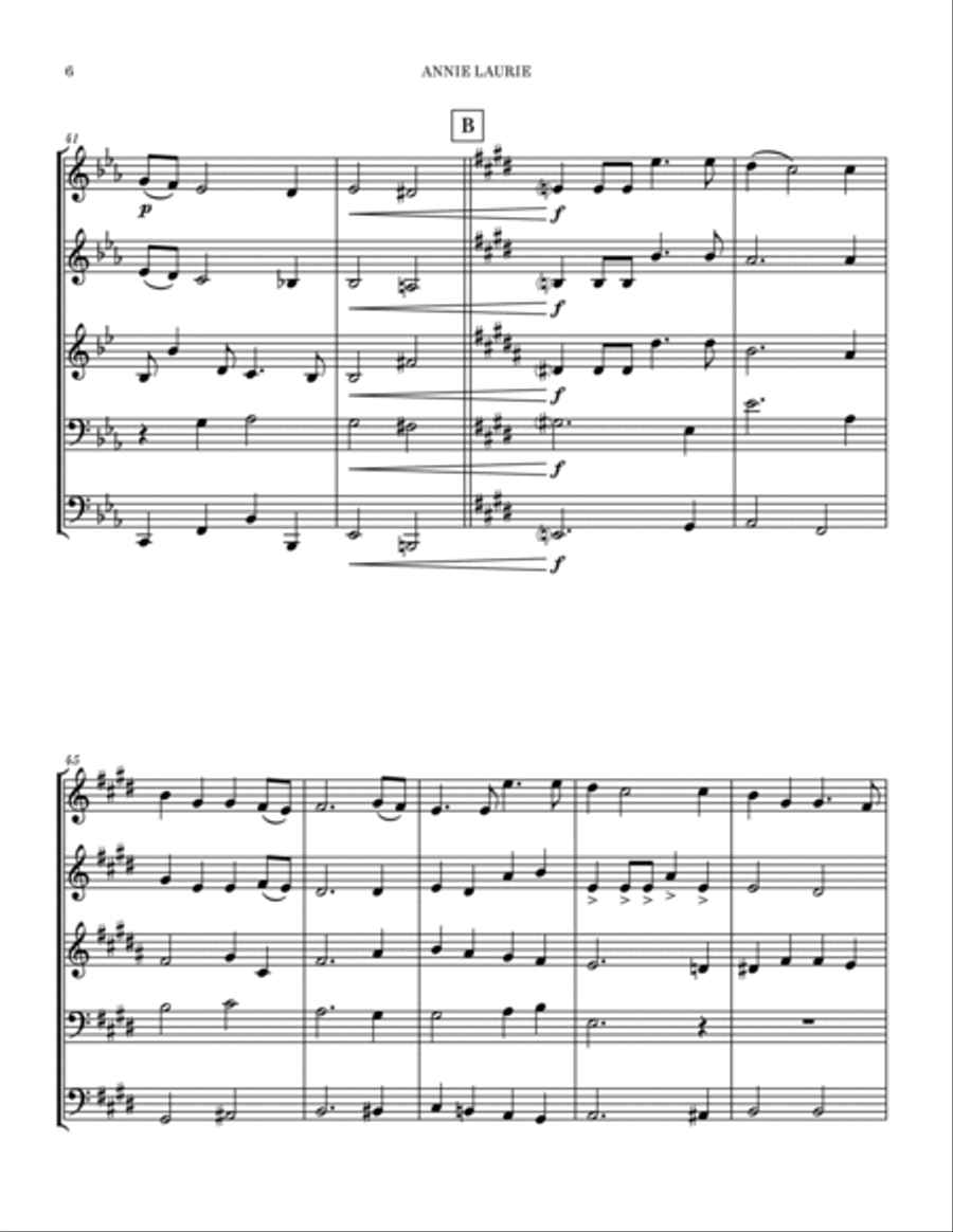 Annie Laurie Brass Quintet scores gallery preview page 6