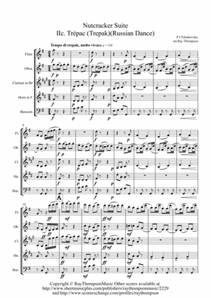 Tchaikovsky: Casse-Noisette: Nutcracker Suite IIc Trépac (Trepak) (Russian Dance) - wind quintet