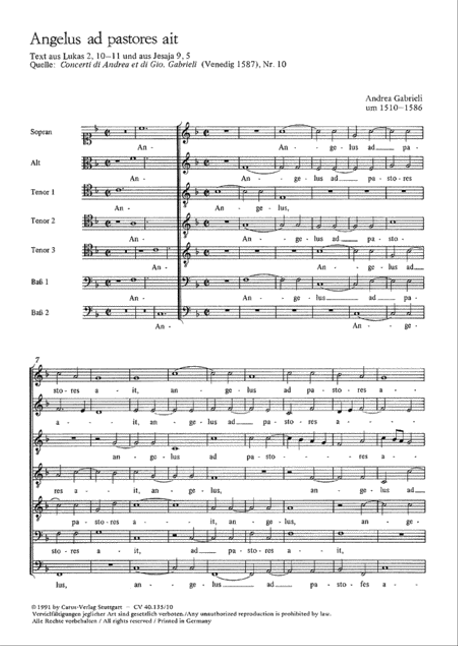 Angelus ad pastores ait Angelus ad pastores ait Choir scores gallery preview page 1