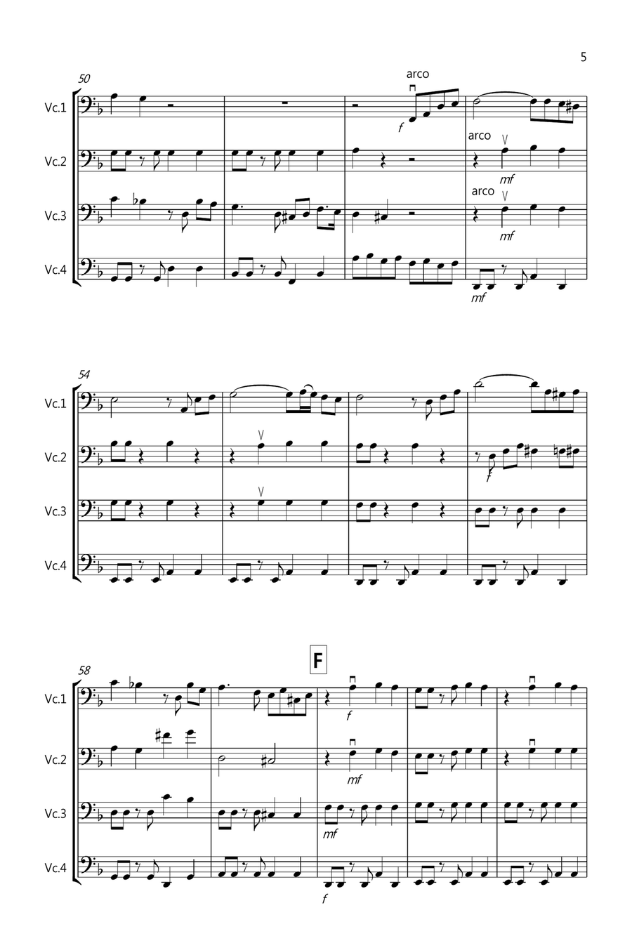 Tasty Tango for Cello Quartet Cello Solo scores gallery preview page 5