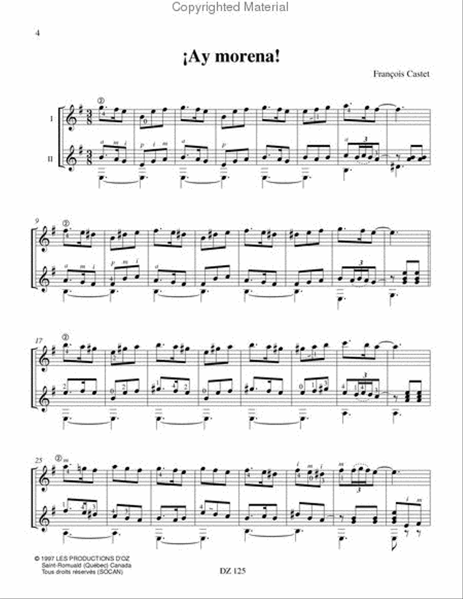 12 duos sur des chansons populaires espagnoles Classical Guitar scores gallery preview page 2