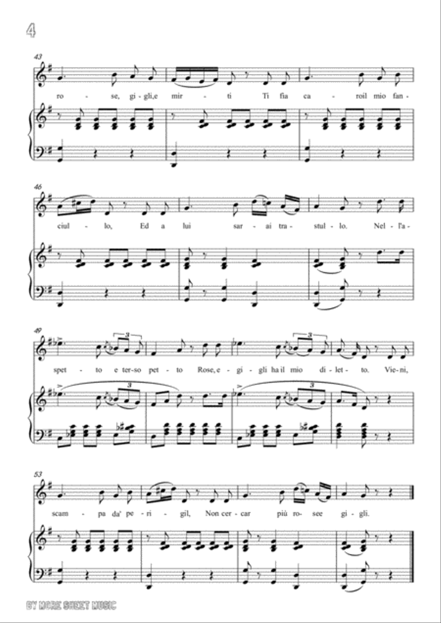 Bellini-La farfalletta in G Major,for voice and piano Voice Solo scores gallery preview page 6