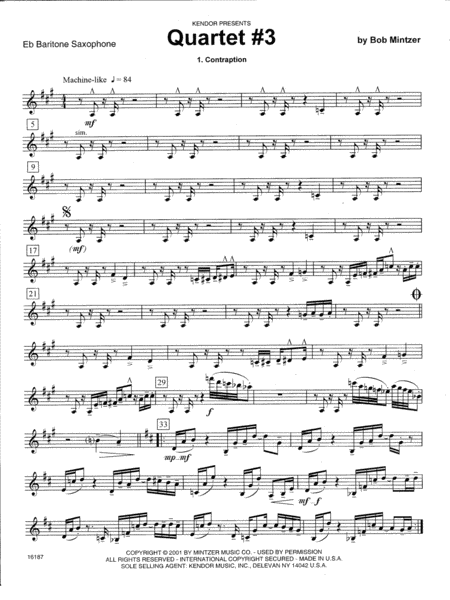 Quartet #3 - Eb Baritone Saxophone
