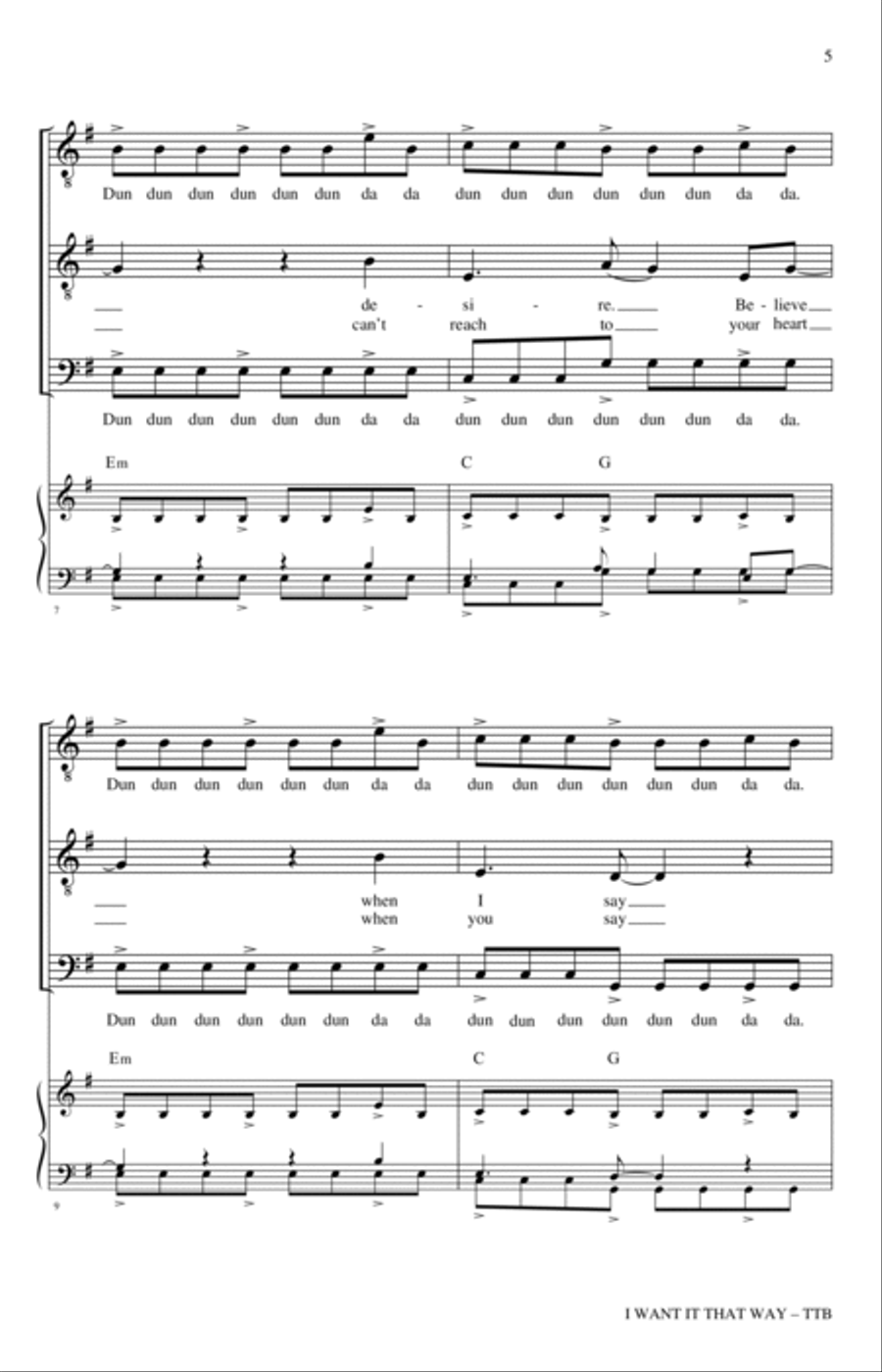 I Want It That Way (arr. Nathan Howe) TTBB scores gallery preview page 3