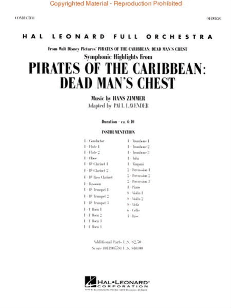 Soundtrack Highlights from Pirates of the Caribbean: Dead Man's Chest Full Orchestra scores gallery preview page 2