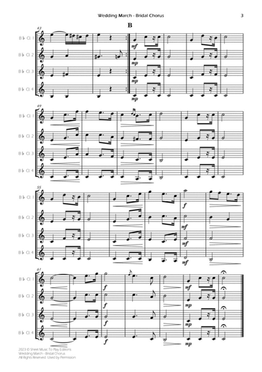 Wedding March (Bridal Chorus) - Clarinet Quartet (Full Score and Parts) image number null