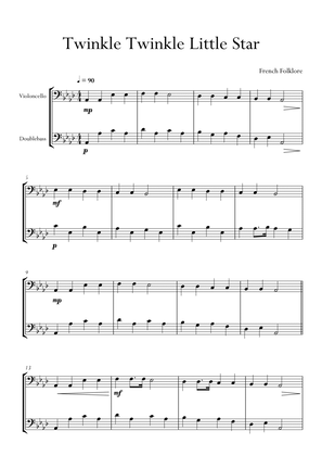 Twinkle Twinkle Little Star in Ab Major for Cello (Violoncello) and Double Bass Duo. Easy version.