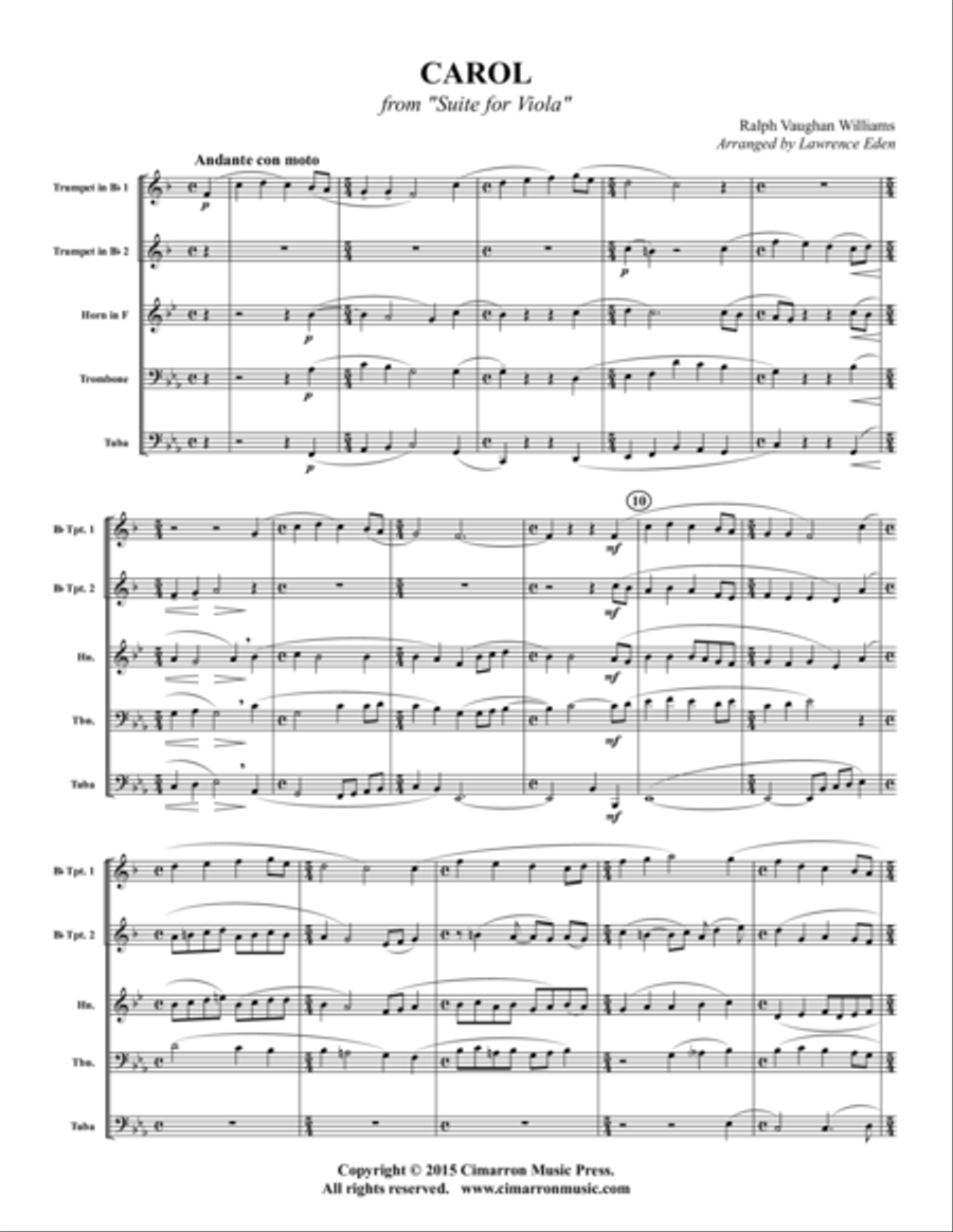 Carol Carol Brass Quintet scores gallery preview page 1