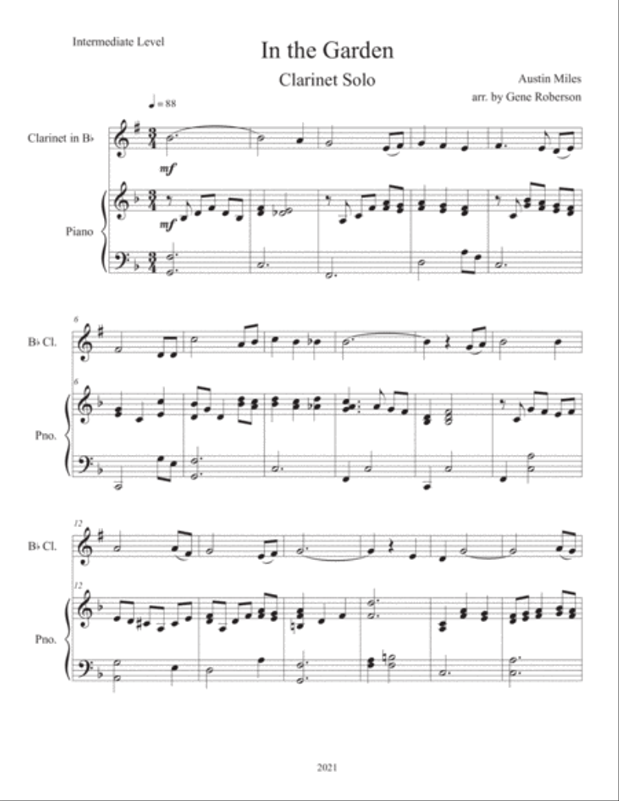 In the Garden Clarinet Solo Intermediate Clarinet Solo scores gallery preview page 2